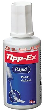 Tipp-Ex Rapid Korrekturflüssigkeit, schnell trocknend, mit Schaumstoffapplikator, 20 ml, Weiß, 10 Stück