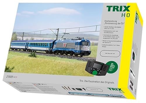 TRIX 21505 Startpackung Personenzug der ČD, Spur H0, mit Mobile Station und großem Gleisoval 220 x 76 cm