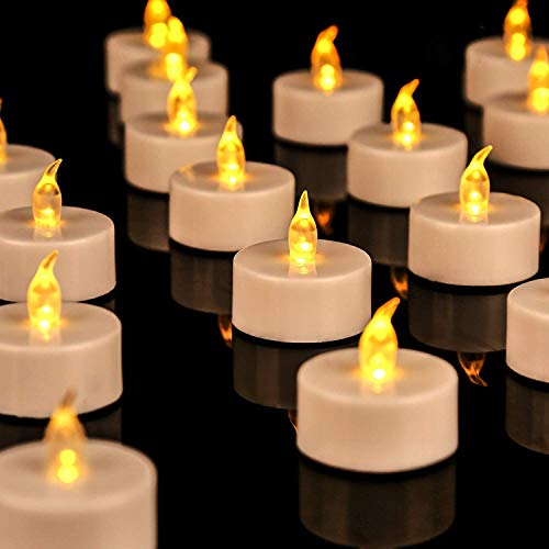 OSHINE Batterie Teelichter – LED Teelichter 12Pack, realistisches und hell flackerndes, flammenloses Teelicht für saisonale und Festivalfeiern, warme gelbe Lampe, batteriebetrieben