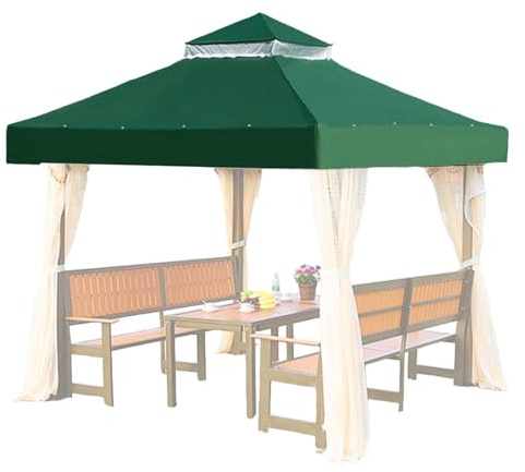 Pavillon-Abdeckung, 3 x 3 m, strapazierfähig, wasserdicht, doppelstöckig, Ersatzabdeckung für Terrassenpavillon, 25,4 x 25,4 cm, für Hof, Hinterhof, Garten, Deck, Pool, Strand, Grill, Outdoor-Party