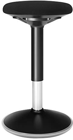 SONGMICS Bürohocker, ergonomischer Arbeitshocker, Sitzhocker, 360° Drehstuhl, höhenverstellbar 50-65 cm, einfache Montage, fürs Büro und Arbeitszimmer, schwarz OSC04BK