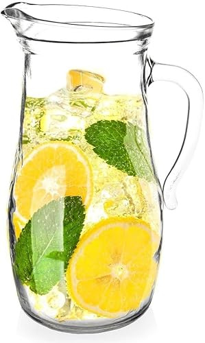 Orion group - Wasserkanne 1,75 L - Wasserkaraffe - Glaskaraffe - Glas - Karaffen - Glaskanne mit Griff - Wasserkrug - Wasser krug - Wasserbehälter glas - Water carafe