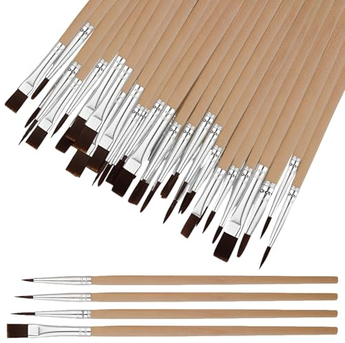 60 Stück Borstenpinsel Borstenpinsel Set Flachpinsel Rundpinsel Für Körper Gesicht Felsen Leinwand Für Künstler Erwachsene Und Kinder