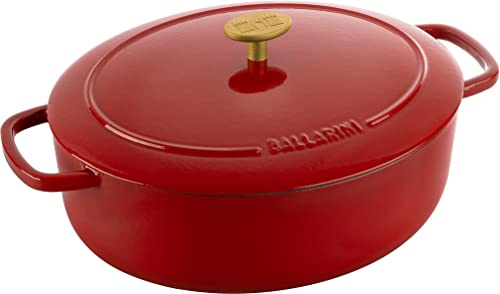 BALLARINI Bellamonte Auflaufform, Bräter, Dutch Oven, Emailliertes Gusseisen, Oval, 29 cm, 4,5 L, Rot