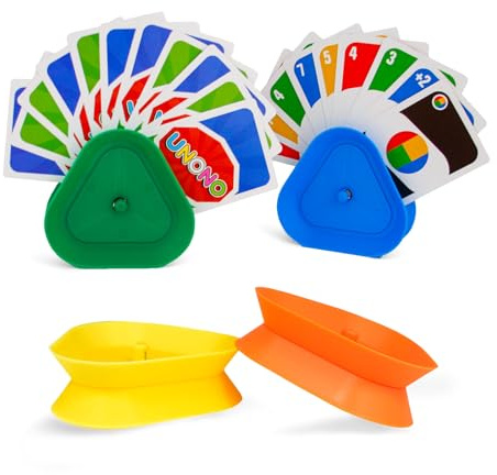 YCVSKY 4 Stück Kartenhalter, 4 Farben Dreieckiger Kartenhalter Spielkarten, Spielkartenhalter Kunststoff Wiederverwendbar, Karten Halter für Senioren Erwachsene, Kartenständer