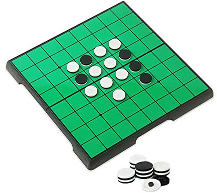 KOKOSUN Reversi Schach, Reversi-Spiele, 20×20cm Brett-Strategiespiel, Schwarz-Weißes Schach, Magnetisches Faltbares Schachbrett Bequeme Aufbewahrung