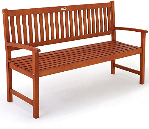 Casaria® Gartenbank 3-Sitzer Wetterfest Eukalyptus Holz 480kg Belastbarkeit Armlehne Rückenlehne 152x55cm FSC®-Zertifiziert Garten Balkon Bank 3 Personen Sitzbank
