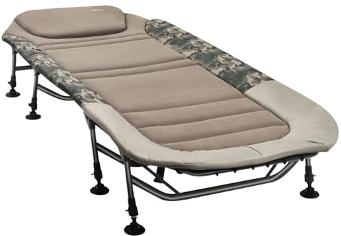 MK-Angelsport Anglerliege XL bis 150kg Fort Knox Karpfenliege X-Pro Camo Angelliege Bedchair Gartenliege Liege 8-Bein Gästebett Camping Olivgrün