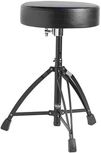Stagg 18434 Professioneller Schlagzeughocker (Drummersitz, doppelstrebig, Höhe: 50-63 cm) schwarz
