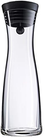 WMF Basic Wasserkaraffe aus Glas, 1 Liter, Glaskaraffe mit Deckel, Silikondeckel, CloseUp-Verschluss