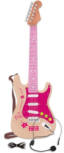 Bontempi | Rock On - E-Gitarre mit Mikrofon und MP3-Eingang | für einzigartige Performance, Pink
