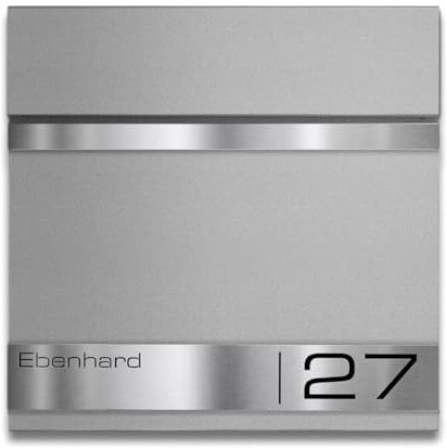 Metzler Premium Briefkasten mit Zeitungsfach Graualuminium - Postkasten personalisiert mit Namensschild -Wandbriefkasten aus V2A Edelstahl mit Pulverbeschichtung RAL 9007 - Modell Stencil