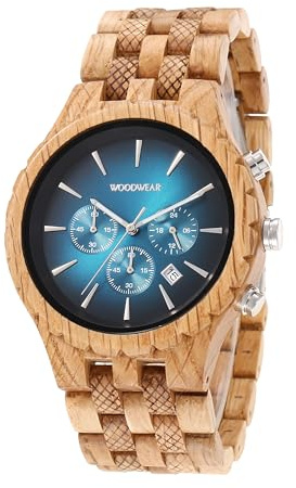 woodwear Herrenuhr Holzarmbanduhr Watch Nachtblau Lagunentraum Morgenröte (Oak)