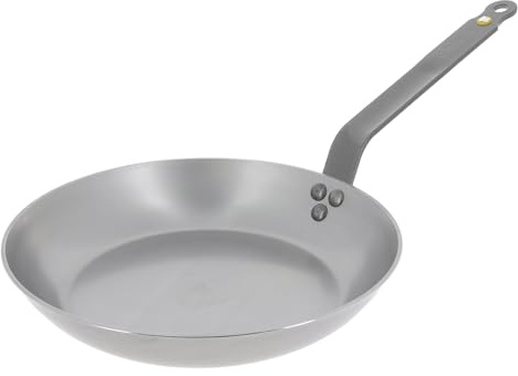 De Buyer Große Mineral B Bratpfanne aus schwarzem Eisen 28cm, Induktionsbratpfanne, für alle Kochflächen geeignet, vor Gebrauch für eine antihaftbeschichtete Oberfläche wärmen, DN899