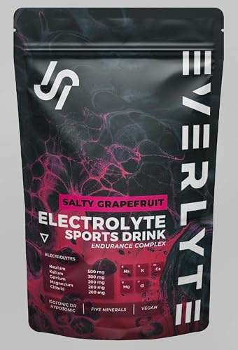 EVERLYTE Grapefruit Elektrolyte Pulver, 245g für 35 Portionen | Vegan, Zuckerarm & Hypotonisch | mit Natrium, Kalium, Calcium, Magnesium & Chlorid für optimale Hydration & Alltag