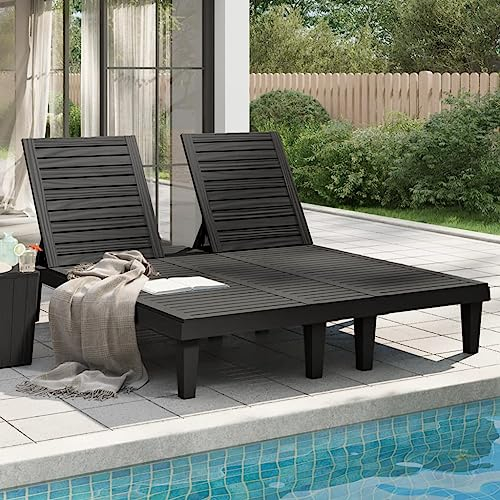 RAUGAJ Furniture Home Tools Doppel-Sonnenliege, Polypropylen, 155 x 138 x 83 cm, Schwarz