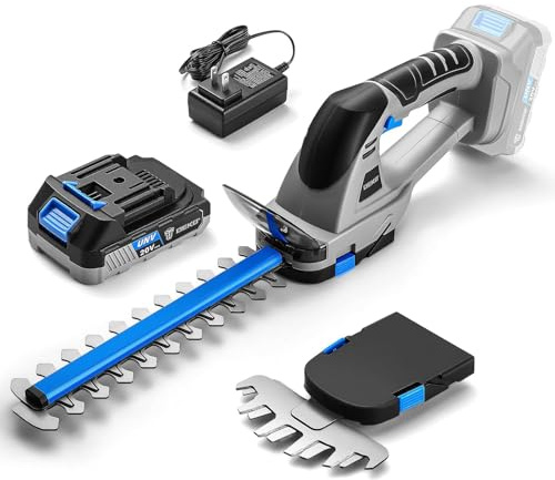 Akku Heckenschere Heckenschere 20V: DEKOPRO 2-in-1 Elektrogartenscheren mit Akku Heckenschere mit akku und ladegerät 2000mAh, Gartengeräte, Astschere Grasschere für Hof Garten Rasen, Blau