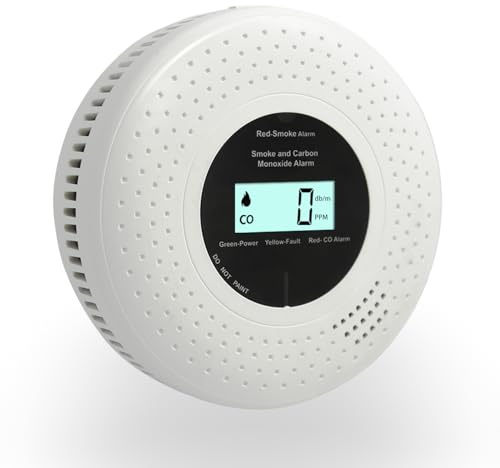 GiiHoo Rauch- und Kohlenmonoxid-Melder mit LCD-Display & Batteriebetrieb, Kombi-Alarm für Rauch und CO zur häuslichen Sicherheit EN 14604 & EN 50291 Zertifiziert
