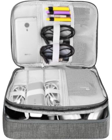 HCFGS Organizer Tasche, Reise Elektronik Etui 3 Schicht Grosse Kapazität Multifunktional Wasserdicht Stoßfest Case für Kabel, ipad, Ladegerät, Handy, Festplatten, Powerbank, etc (Schwarz)