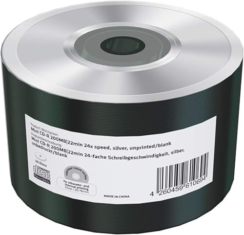 1Mediarange Mini-CD-R (8 cm), 25 Min, unbedruckt, Packung von 50 Stück