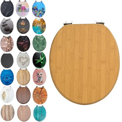 SAINOS MDF-Toilettensitz mit Soft-Close-Mechanismus, O-förmiger Toilettensitz mit verstellbaren Scharnieren aus Zinklegierung Verhindert Rostbildung, 180kg Tragkraft Ergonomisches Design
