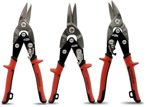HOUSERAN Blechscheren Set 3-tlg links+rechts+gerade 25cm CR-MO Metal robust | 3-teiliges Blechscheren-Set. Links, Rechts und Gerade. Für vielseitige Metallbauprojekte.