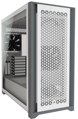 Corsair 5000D Airflow Mid-Tower-ATX-PC-Gehäuse mit Gehärtetem Glas (Frontverkleidung für Hohen Luftdurchsatz, RapidRoute-Kabelführungssystem, Zwei Enthaltene 120-mm-Lüfter) Weiß