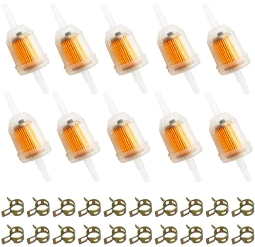 Strongthium Universal Benzinfilter Set mit Magnet passend für Briggs & Stratton John Deere 6mm 8mm Kraftstoffleitung, Kraftstofffilter für Rasentraktor Aufsitzmäher, 10er-Pack