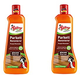 POLIBOY Renovierer glänzend – Parkettaufbereiter für versiegelte Holzböden – Parkettversieglung durch Schutzschicht – Ohne Abschleifen - 2 x 500 ml - Made in Germany