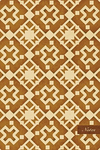 Notes: 6"x9" Unruled Blank Notebook - Cross Geometry Check Square Kaleidoscope - Retro Brown Worn Out Vintage Seamless Pattern Cover. Matte Softcover And Cream Interior Papers.