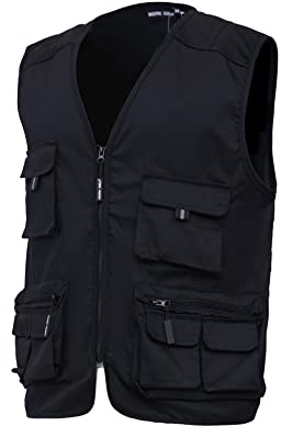 WORK IDEA Herren Outdoor-Arbeitsweste Multi-Pocket-Angelweste Lichtfeldweste Tarnweste Sommer-Multifunktionsweste atmungsaktive Angelweste…