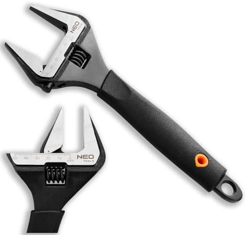 NEO TOOLS Schraubenschlüssel verstellbar | Backenverstellbereich 0-50 mm | Länge: 250 mm | Rohrzange & Rollgabelschlüssel aus Chrom-Vanadium Stahl | Ergonomischer Gummi Griff