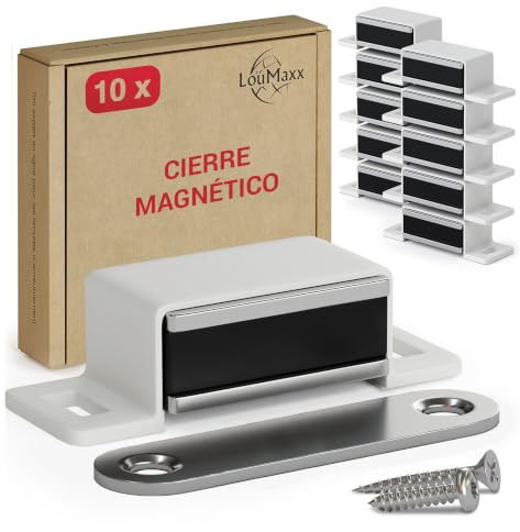 LouMaxx Magnetschnäpper stark – 10er Set weiß – Türmagnet für Schrank- und Möbeltüren mit 4 kg Haltekraft – Magnetverschluss inkl. Montagematerial