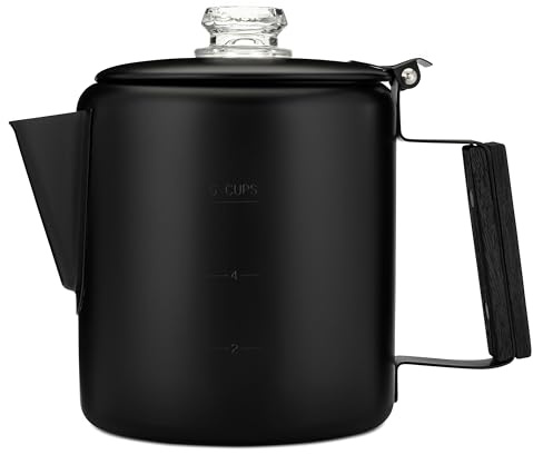 Coletti Schwarze Bozeman Perkolator-Kaffeekanne – Kaffeemaschinen für den Herd, die eleganteste Edelstahl-Kaffeekanne fürs Camping – KEIN Aluminium oder Kunststoff (6 Tassen)