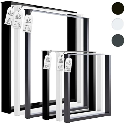 CM Furniture 2X Tischbeine Tischkufen Schwarz Tischgestell 72 cm hoch | Esstisch Schreibtisch Ideal für Premium DIY-Projekte Wohnzimmer Garten Terrasse Tischfüß Möbelbeine Stilvolle Loft | 60x72 cm