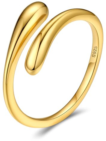 Bestyle Ringe Gold Damen Silber 925: Verstellbare Ringe Frauen mit Geburtsstein Zirkonia Edelsteinen - Offen Damenring Verlobungsring Promise Ringe Anti Stress Ring Geschenk für Damen