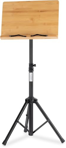 Classic Cantabile OSW-125 Tischnotenpult Bambus – Größe Ablagefläche: 38,7cm x 26,3 cm – Kochbuchhalter, Lesehilfe für ein Buch, Smartphone, Tablet - Neigungswinkel in fünf Schritten verstellbar
