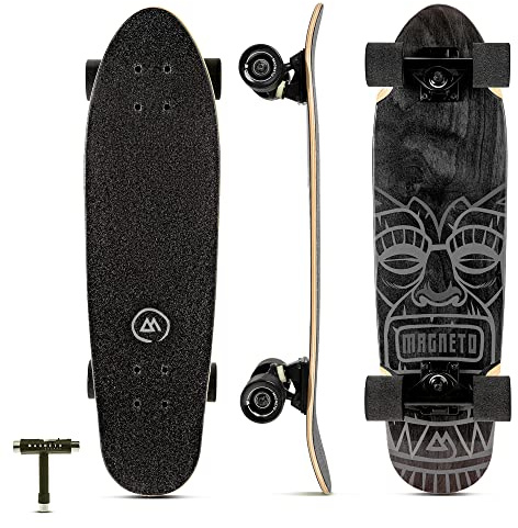 Magneto Mini Cruiser Skateboard Cruiser | 69,8 x 19,1 cm | Kurzbrett | kanadischer Ahorn Deck – entworfen für Kinder, Jugendliche und Erwachsene (Tiki)