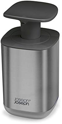 Joseph Joseph Presto Edelstahl Hygienischer Easy-Push Seifenspender mit breiter Pumpe, Einheitsgröße, Edelstahl/Grau, Rostfreier Stahl
