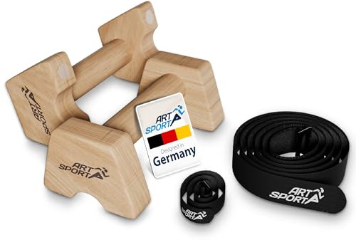 ArtSport Liegestützgriffe aus Holz M - Calisthenics, Parallettes, Liegestütz Barren, Indoor & Outdoor, ergonomische Handstand Griffe