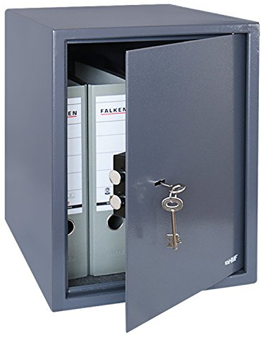 HMF 49208-11 Tresor Möbeltresor A4 Ordner, Doppelbartschloss, 36 x 48 x 37 cm, anthrazit