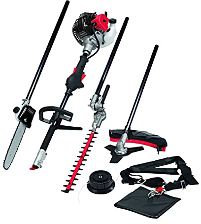 Scheppach Benzin Multigartengerät MT33P Multifunktionsgerät | 4in1 - Rasentrimmer Kettensäge Motorsense Heckenschere | 1,22PS Leistung | 2-Takt-Motor | inkl. Schultergurt und Hüftschutz