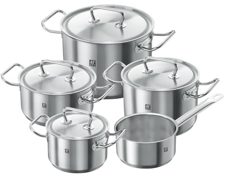 ZWILLING Twin Classic Kochtopf-Set 5-teilig, mit Deckel, Induktionsgeeignet, Unbeschichtet, Edelstahl, Silber