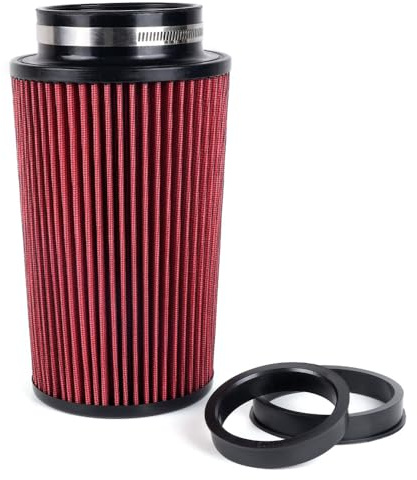Luftfilter, konisch, universell, 76 mm, 89 mm, 101 mm, hohe Leistung, Lufteinlass, rund, konisch, für Rennsportwagen, 3 Größen in einer (rot)