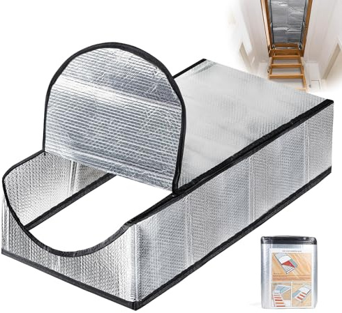 SUPAWAY Dachluke Isolierung Dachboden-Treppen-Isolierabdeckung Dachbodenabdeckung Wärmedämmung Iuftpolster Aluminiumfolie Feuerfest Wasserdicht für Ausziehbare Treppe, Gartenleiter, 138 x 63,5 x 28 cm