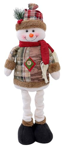 Xoeryoy Schneemann-Figuren, teleskopisch, stehend, niedlicher Schneemann aus Plüsch im Urlaubsoutfit, weihnachtliche Heimdekoration für Kinder und Erwachsene