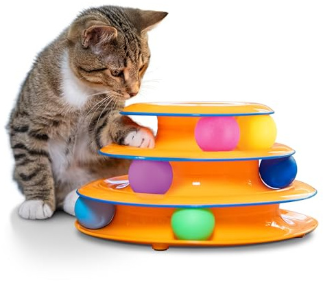 Catstages Tower of Tracks - Spielturm mit 3 Ebenen - interaktives Spielzeug für Katzen