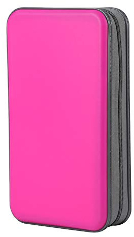 alavisxf xx CD Tasche, 96 CD/DVD Tasche Hartplastik CD Taschen Aufbewahrung Schutzhülle DVD Lagerung CD Tasche für Kinder Auto (Hot Pink, 96 Kapazität)
