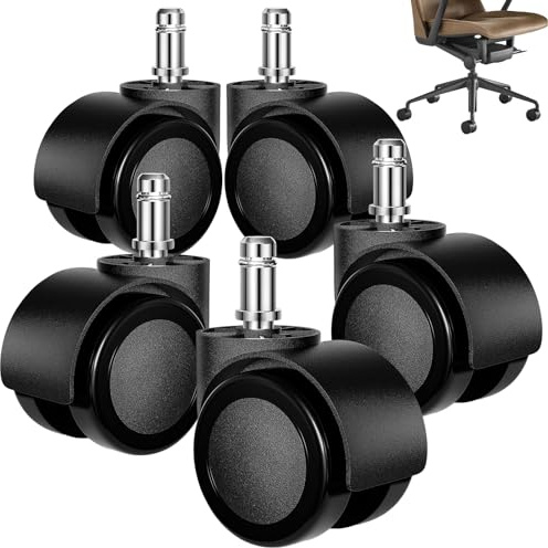 11mm x 22mm Rollen für Bürostühle 5er Set Rollen bis 200kg/440lbs,Ersatzrollen Hartbodenrollen Stuhlrollen,Universal Drehstuhl Rollen,Gummirollen Bürostuhl,Leise Abriebfeste Bürostuhlrollen