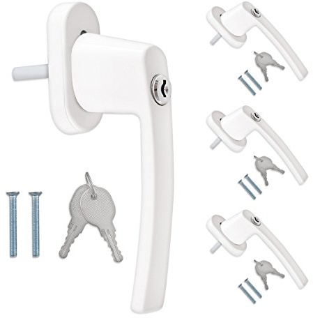 kwmobile Fenstergriffe abschliessbar - 4x Aluminium Fenstergriff - Kindersicherung Fenstersicherung - Stiftlänge 35mm - Fensterschloss Balkontür Sicherung - Fenstergriffe weiß